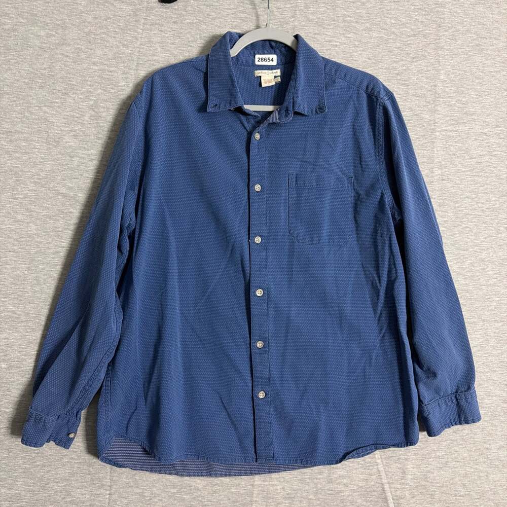 Carbon 2 Cobalt Men's Size Large Blue Spotted Long Sleeve Button Up Shirt
